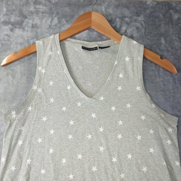 Tahari Women S in Soft Gray Neutral Cozy Knit Star Print‎ Sleeveless Tank Top - Picture 5 of 7